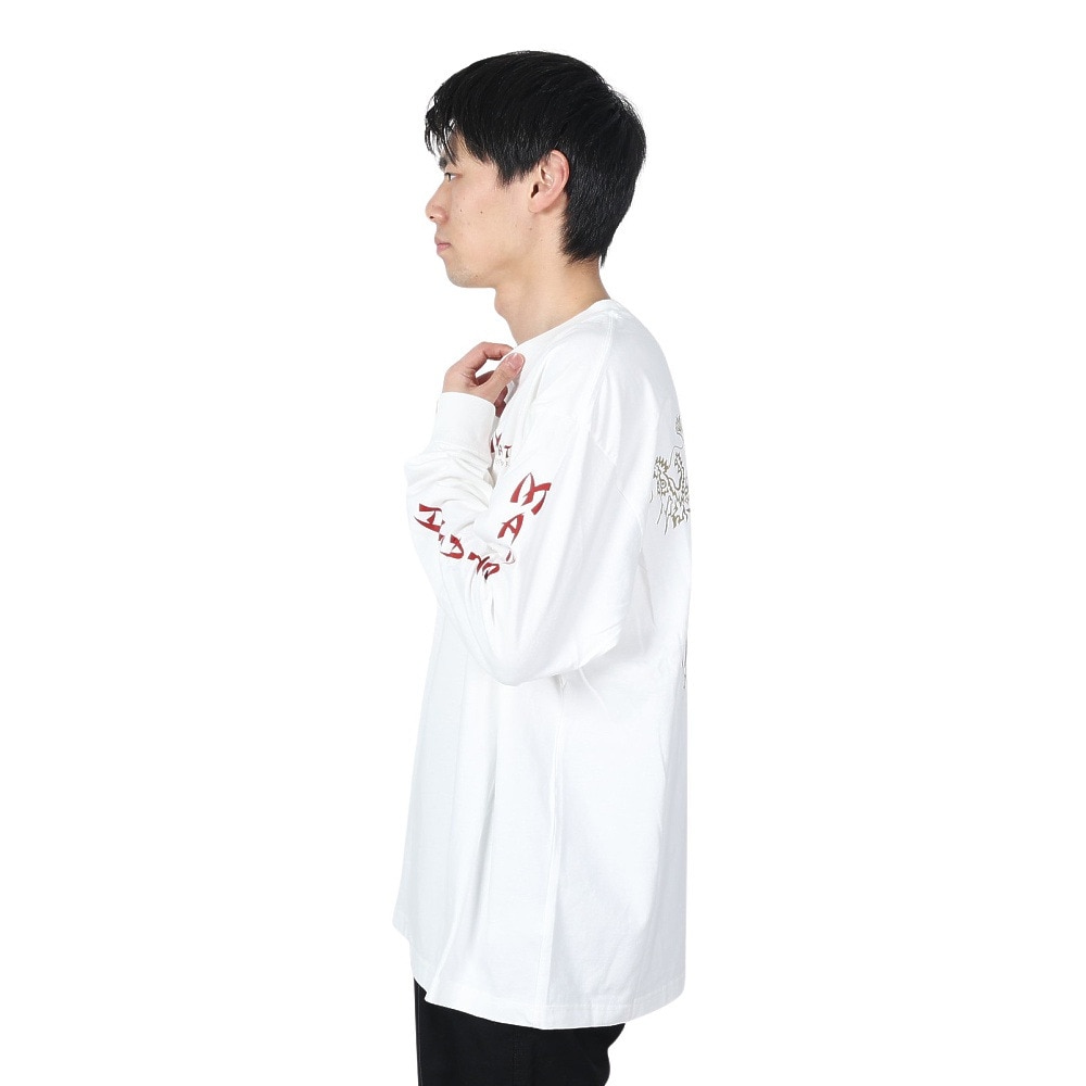 マナスタッシュ（MANASTASH）（メンズ）ドラゴン ロングスリーブTシャツ 792-4130012 WHITE