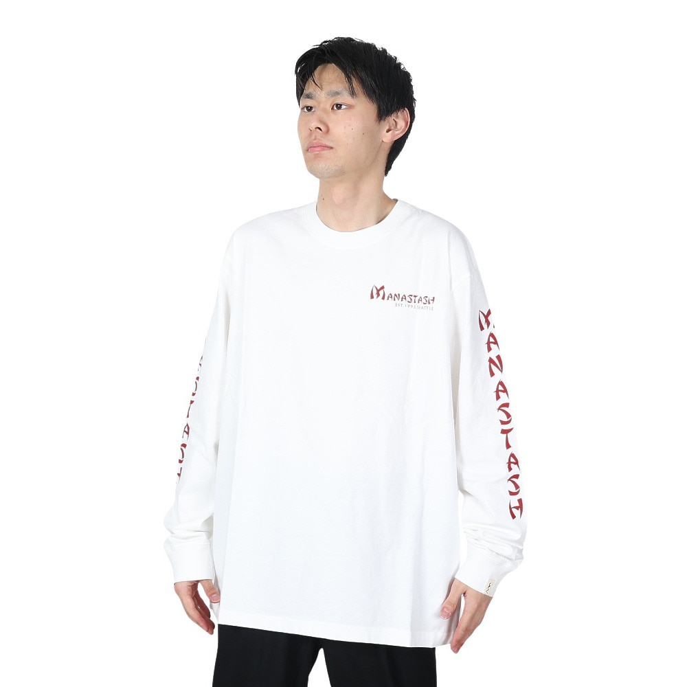 マナスタッシュ（MANASTASH）（メンズ）ドラゴン ロングスリーブTシャツ 792-4130012 WHITE