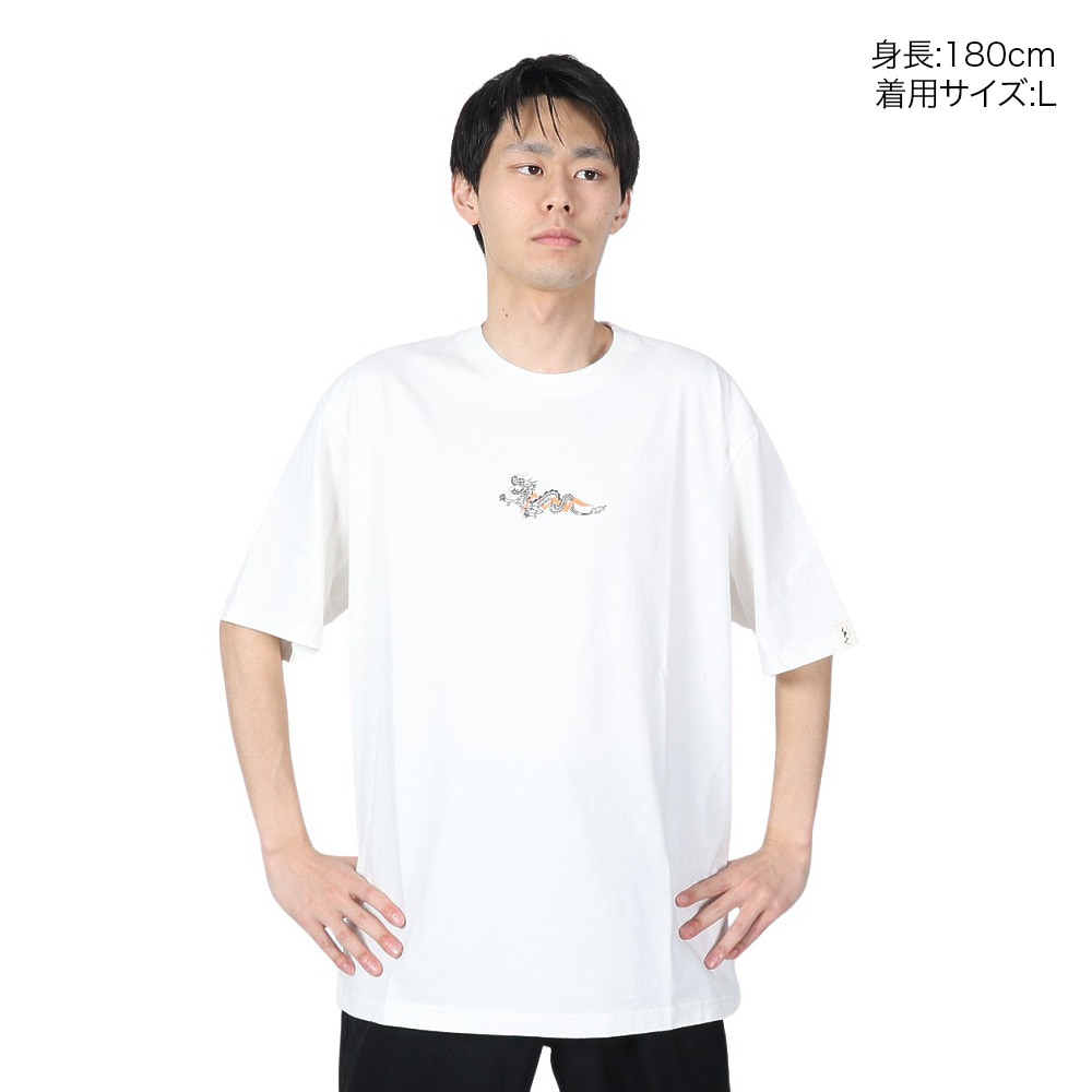 マナスタッシュ（MANASTASH）（メンズ）ドラゴンTシャツ 792-4134015 WHITE