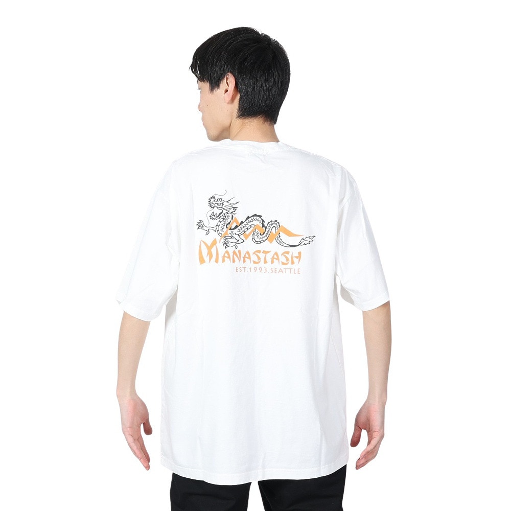 マナスタッシュ（MANASTASH）（メンズ）ドラゴンTシャツ 792-4134015 WHITE
