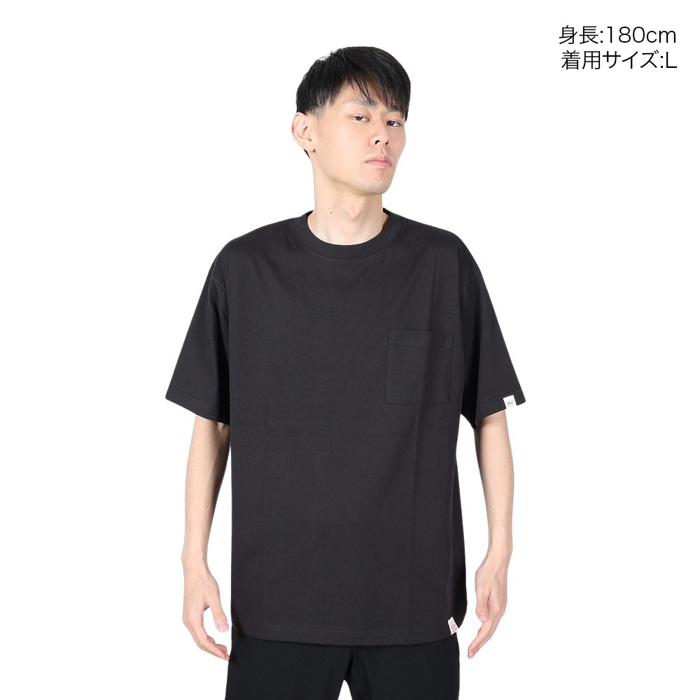 ヤックパック（YAK PAK）（メンズ、レディース）無地 ポケット付き 半袖Tシャツ 4510001-01 BLK