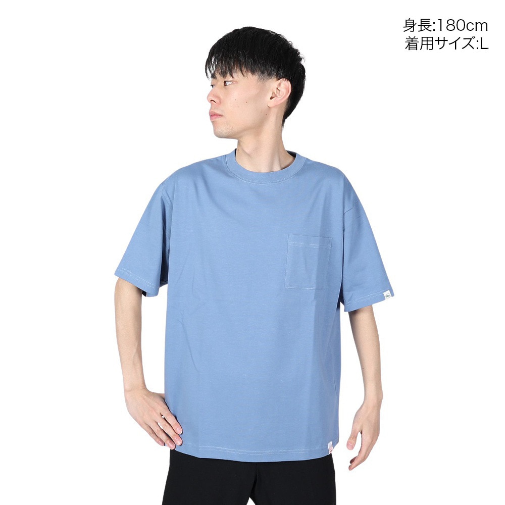 ヤックパック（YAK PAK）（メンズ、レディース）無地 ポケット付き 半袖Tシャツ 4510001-63 BLU