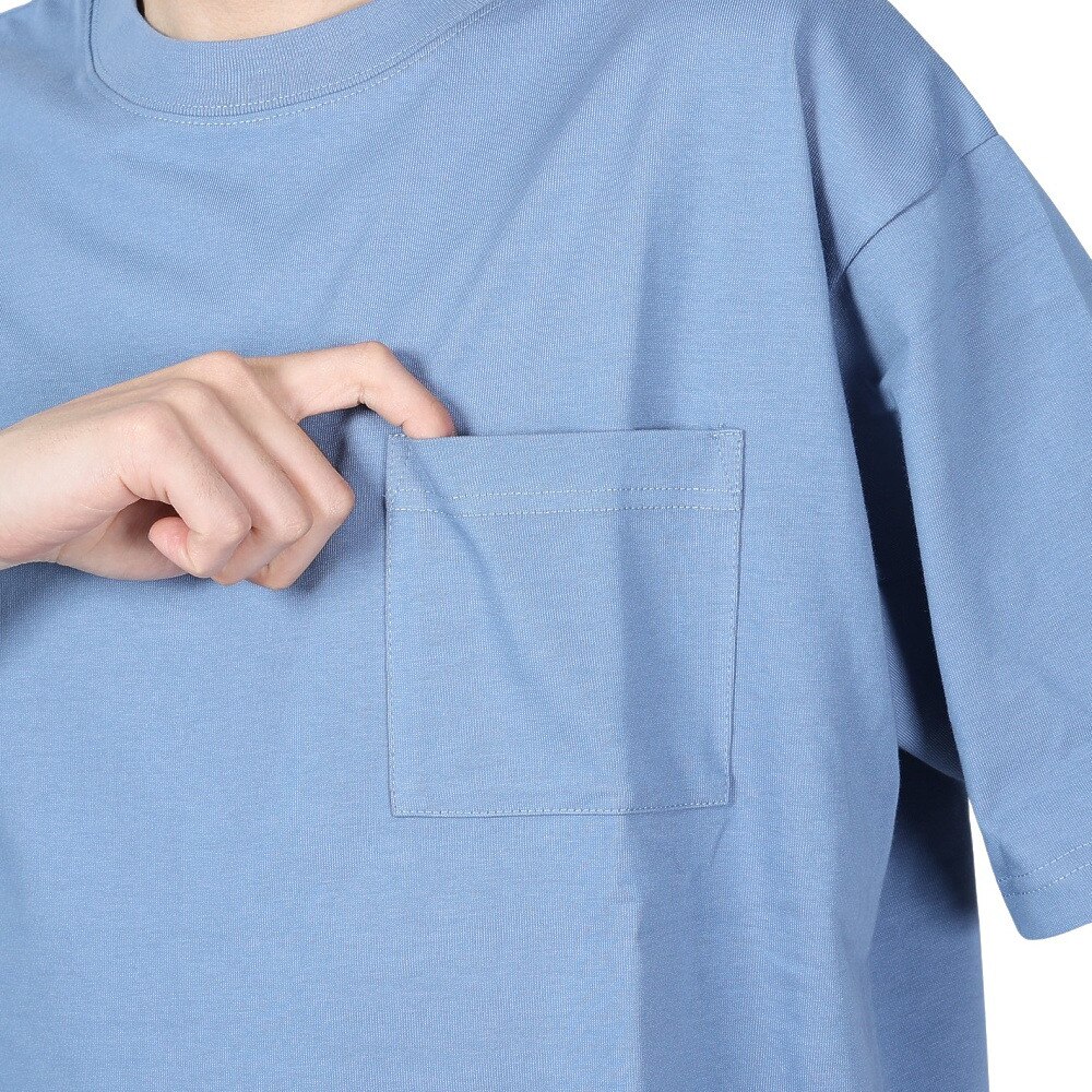 ヤックパック（YAK PAK）（メンズ、レディース）無地 ポケット付き 半袖Tシャツ 4510001-63 BLU