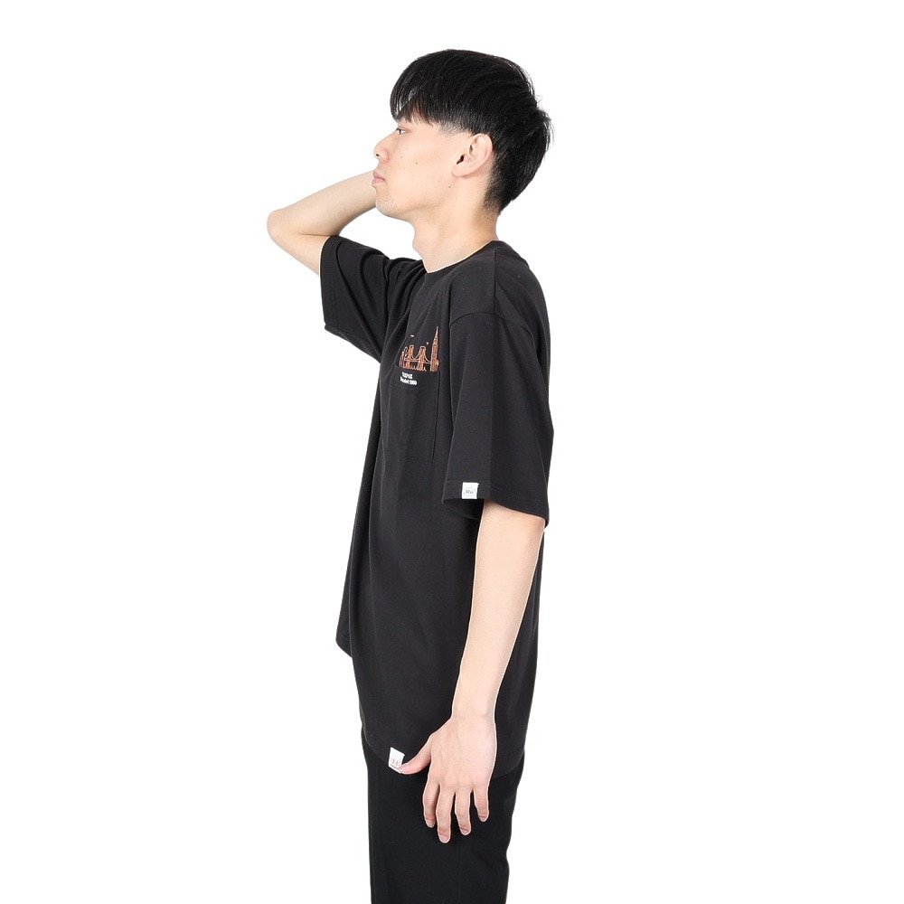 ヤックパック（YAK PAK）（メンズ、レディース）ブルックリン デザイン ポケット付き 半袖Tシャツ 4510002-01 BLK