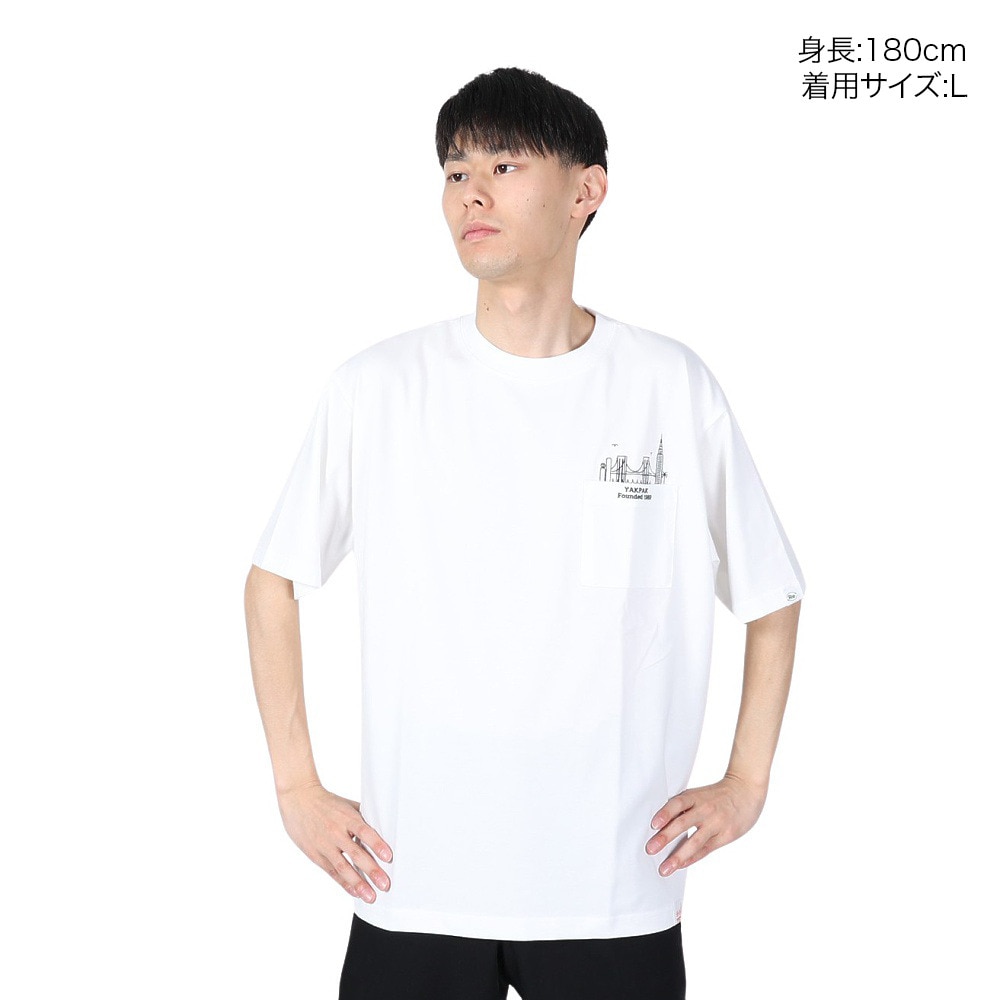 ヤックパック（YAK PAK）（メンズ、レディース）ブルックリン デザイン ポケット付き 半袖Tシャツ 4510002-07 WHT