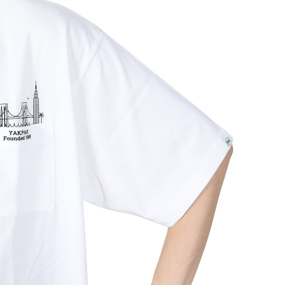 ヤックパック（YAK PAK）（メンズ、レディース）ブルックリン デザイン ポケット付き 半袖Tシャツ 4510002-07 WHT