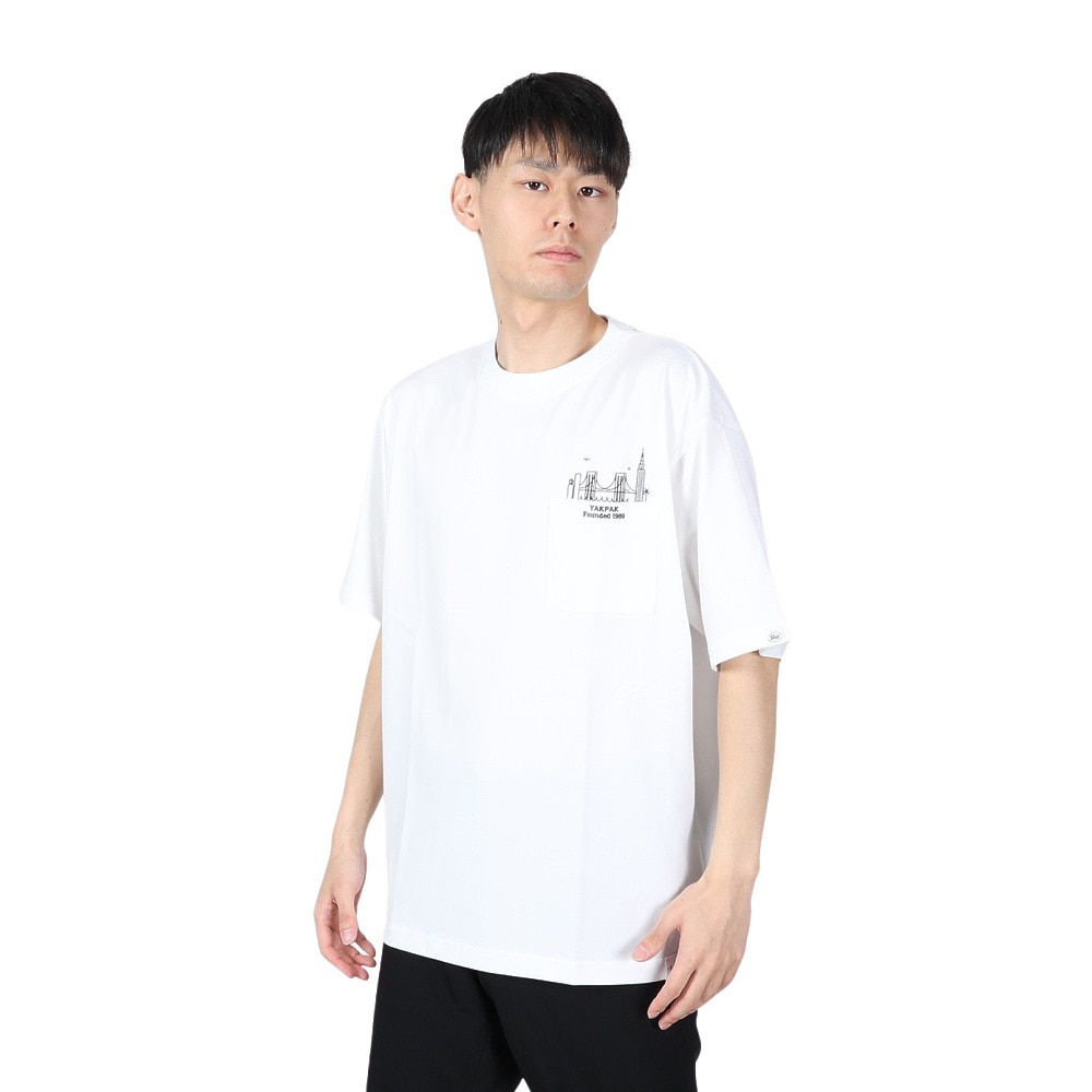 ヤックパック（YAK PAK）（メンズ、レディース）ブルックリン デザイン ポケット付き 半袖Tシャツ 4510002-07 WHT