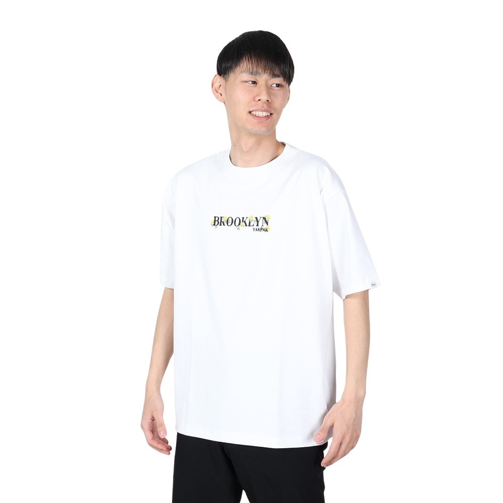 ヤックパック（YAK PAK）（メンズ、レディース）フラワーロゴ 半袖Tシャツ 4510006-07 WHT
