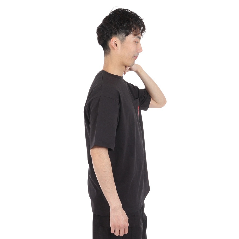 ヤックパック（YAK PAK）（メンズ、レディース）ハートロゴポケット付き 半袖Tシャツ 4510007-01 BLK
