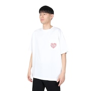 ヤックパック（YAK PAK）（メンズ、レディース）ハートロゴ ポケット付き 半袖Tシャツ 4510007-07 WHT