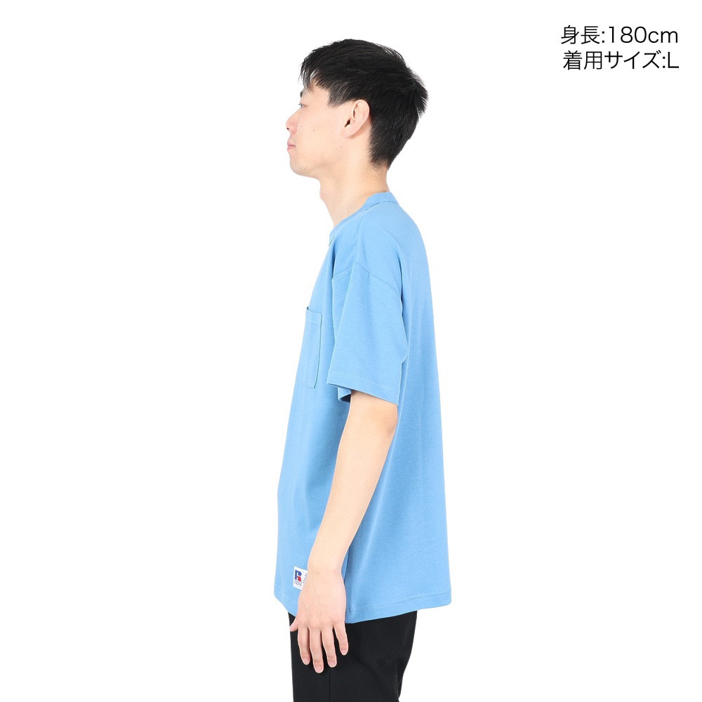 ラッセル（RUSSELL）（メンズ）プレーティング 半袖ワイドTシャツ RBM24S0001 BLU