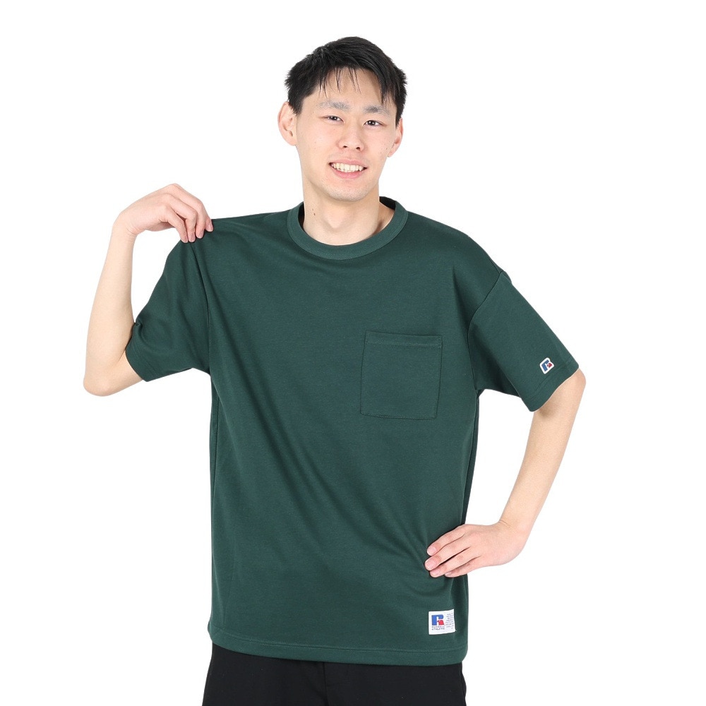 ラッセル（RUSSELL）（メンズ）プレーティング 半袖ワイドTシャツ RBM24S0001 GRN