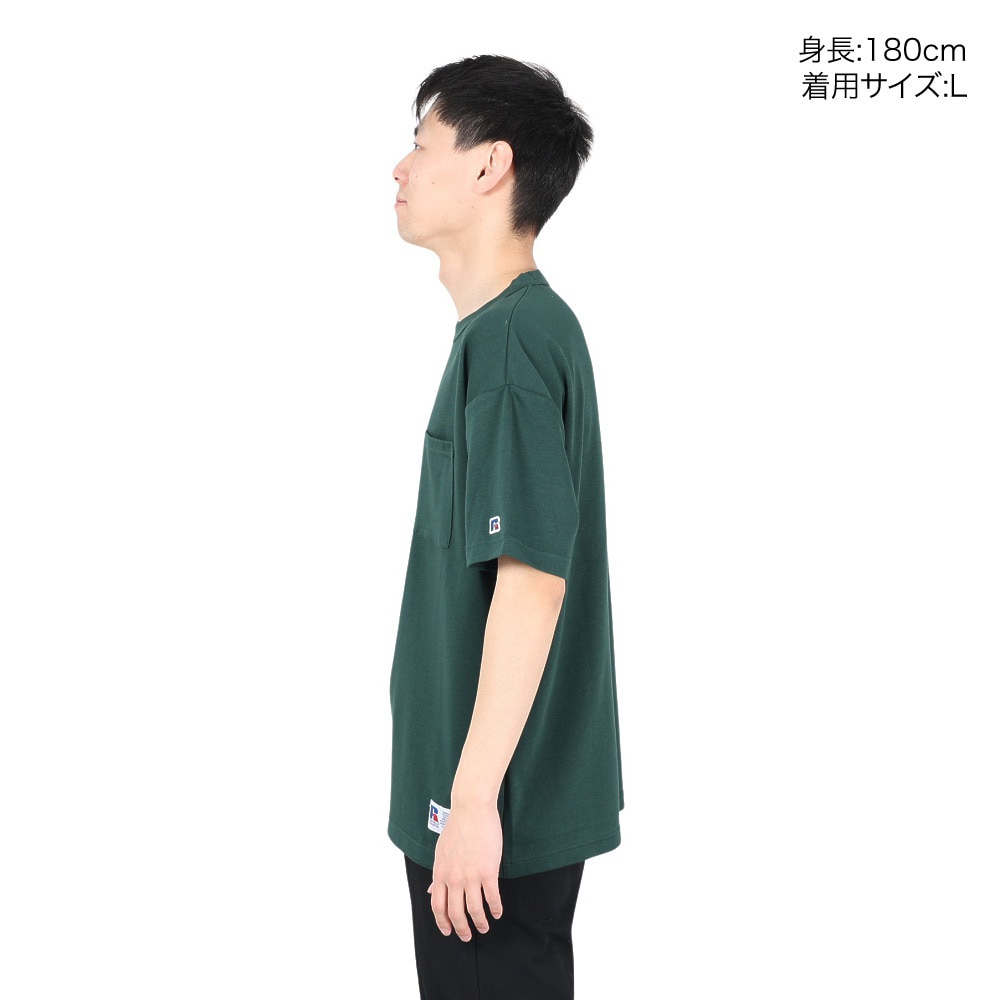 ラッセル（RUSSELL）（メンズ）プレーティング 半袖ワイドTシャツ RBM24S0001 GRN