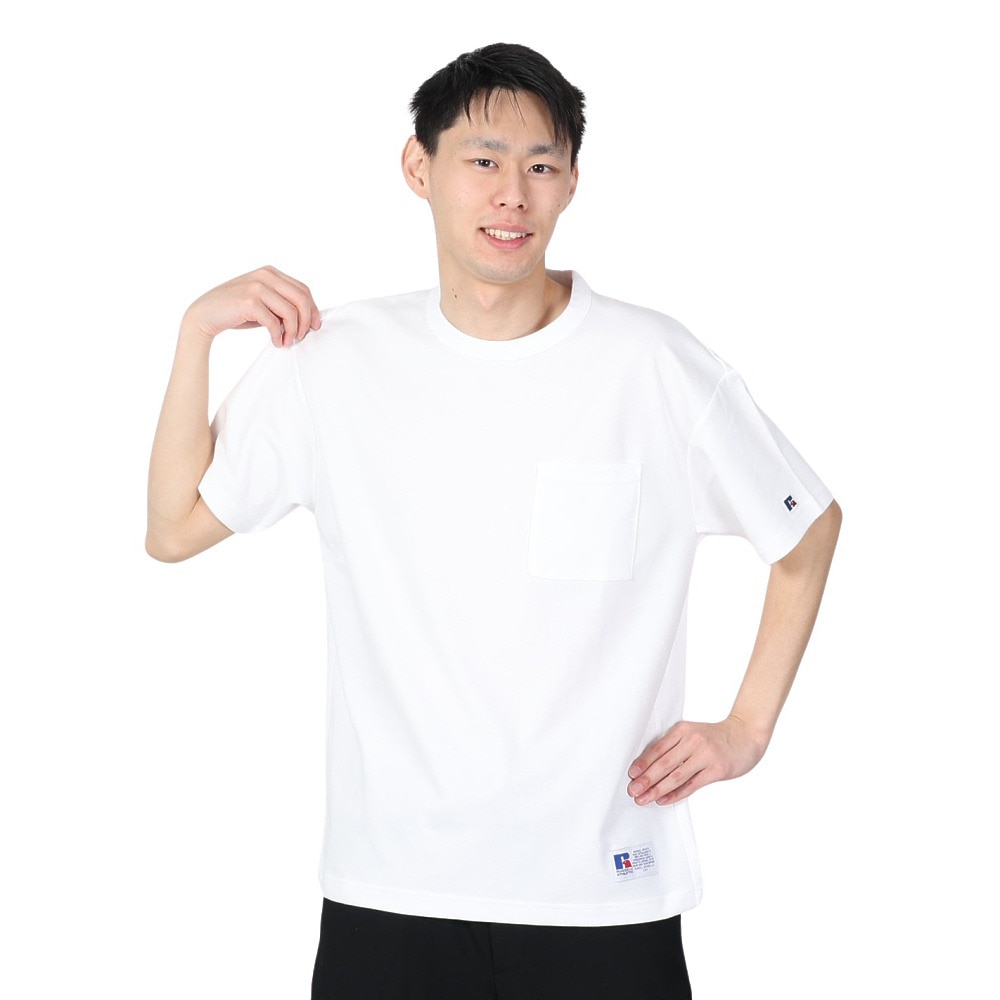 ラッセル（RUSSELL）（メンズ）プレーティング 半袖ワイドTシャツ RBM24S0001 WHT