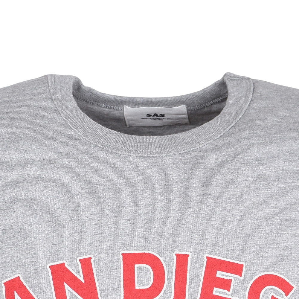 エスエーエス（S.A.S）（メンズ、レディース）裾リブプリント半袖Tシャツ SANDI SAS2345804-15 GRAY