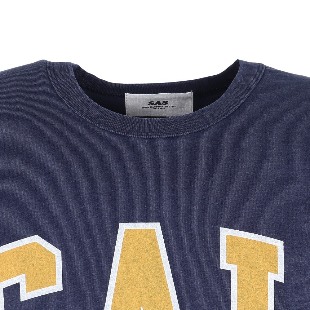 エスエーエス（S.A.S）（メンズ、レディース）裾リブプリント半袖Tシャツ CAL SAS2345805-79 NAVY