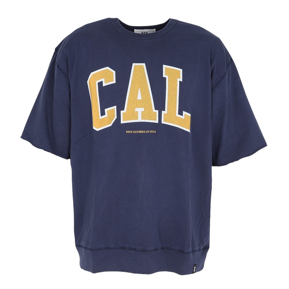 エスエーエス（S.A.S）（メンズ、レディース）裾リブプリント半袖Tシャツ CAL SAS2345805-79 NAVY
