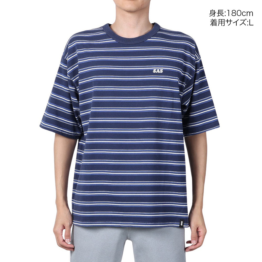 エスエーエス（S.A.S）（メンズ）レトロボーダー半袖Tシャツ SAS2345806-79:NAVY