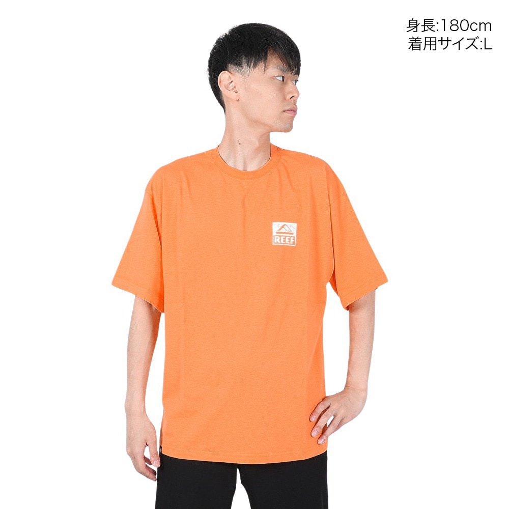 リーフ（REEF）（メンズ）スクエアロゴ半袖Tシャツ RFTEM2412-ORG