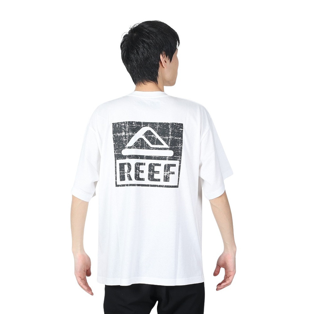リーフ（REEF）（メンズ）tシャツ 半袖 スクエアロゴ半袖Tシャツ バックプリント RFTEM2412-WT/BK