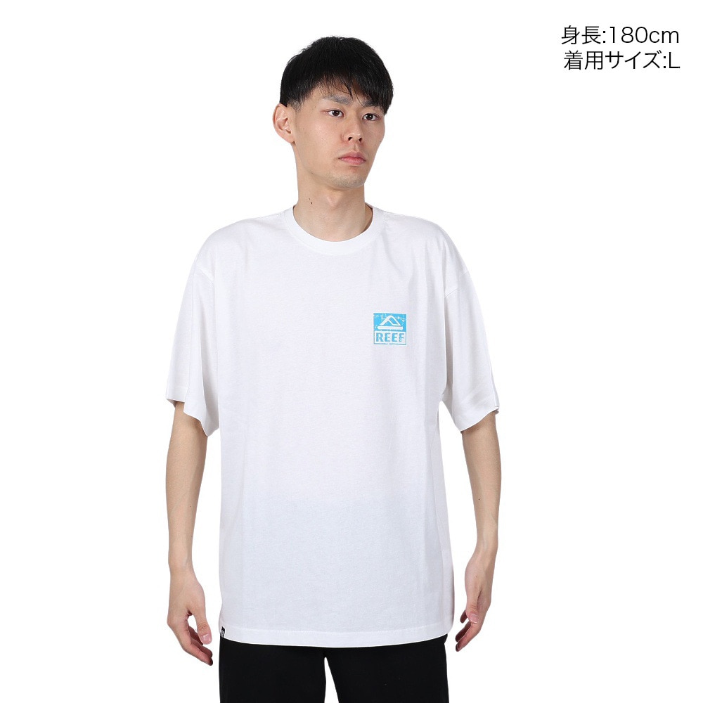 リーフ（REEF）（メンズ）スクエアロゴ半袖Tシャツ RFTEM2412-WT/BL