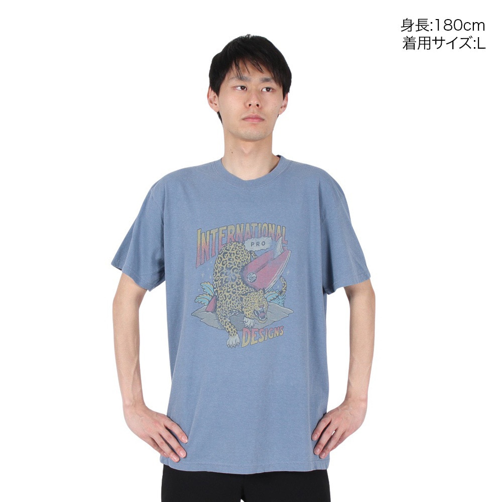 IPD（IPD）（メンズ）レオパード ショートスリーブ Tシャツ IPDSSLP-717-D.BLU