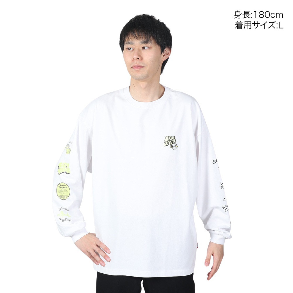 ベンデイビス（BEN DAVIS）（メンズ）スモーク スクリプト 長袖Tシャツ 24380031-WHT