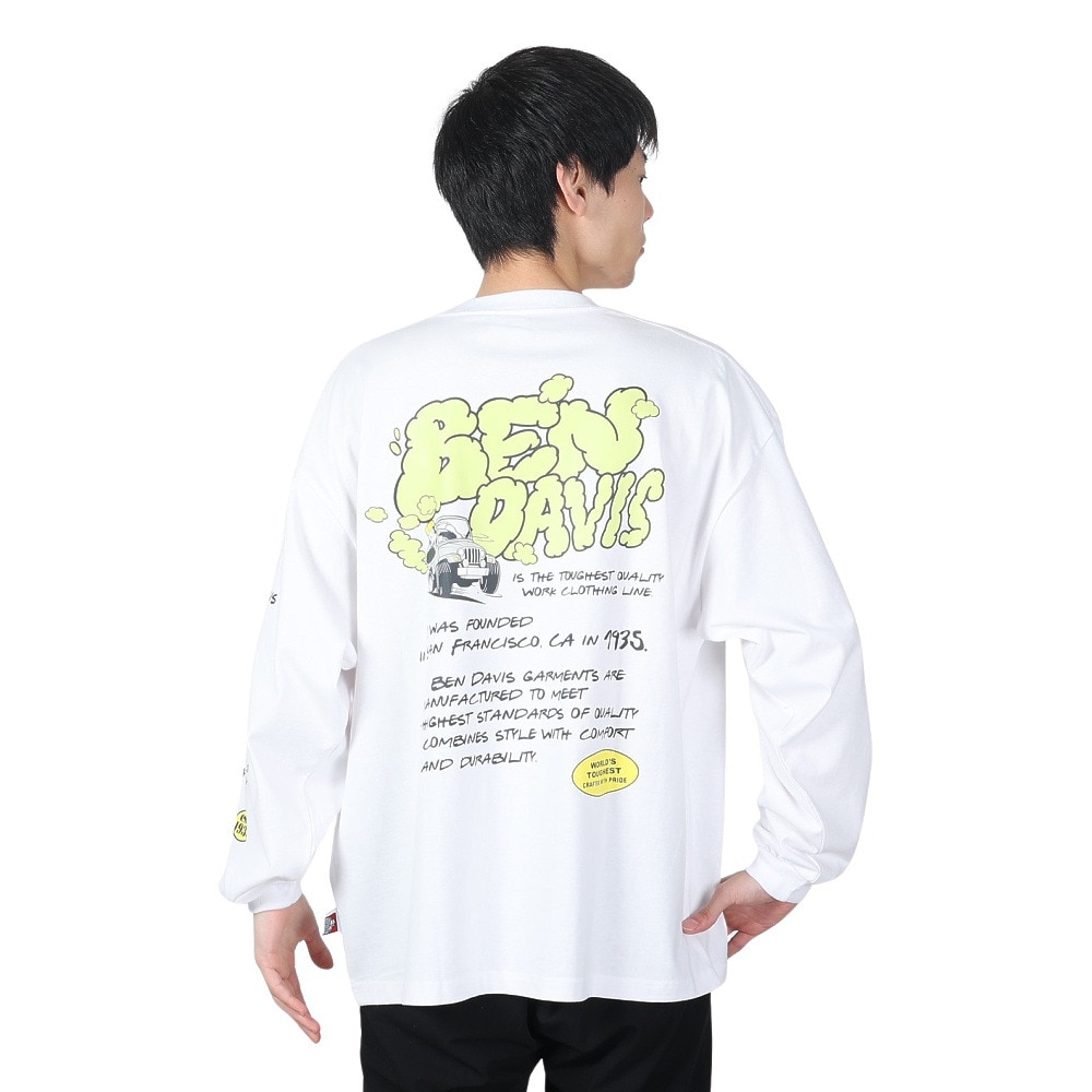 ベンデイビス（BEN DAVIS）（メンズ）スモーク スクリプト 長袖Tシャツ 24380031-WHT