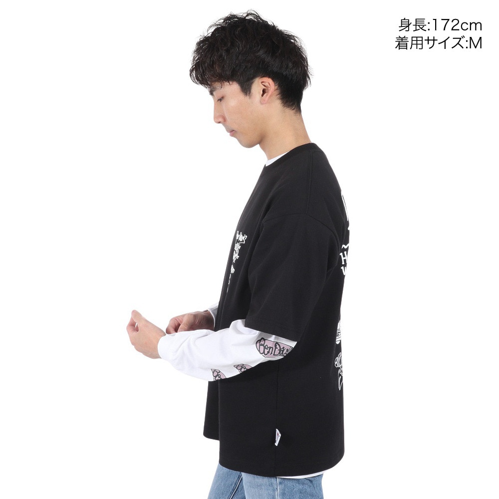 ベンデイビス（BEN DAVIS）（メンズ）レイヤードTシャツ カットハウス 24380036-BLK