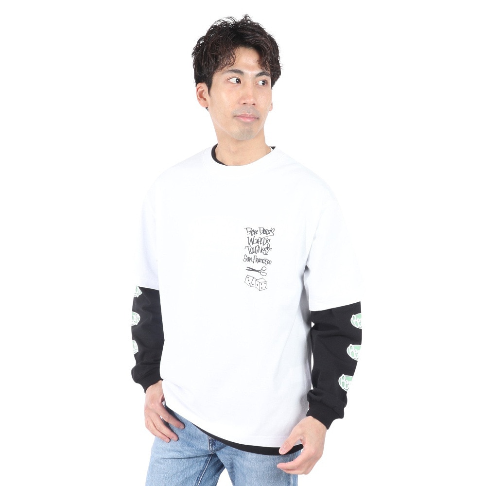 ベンデイビス（BEN DAVIS）（メンズ）レイヤードTシャツ カットハウス 24380036-WHT