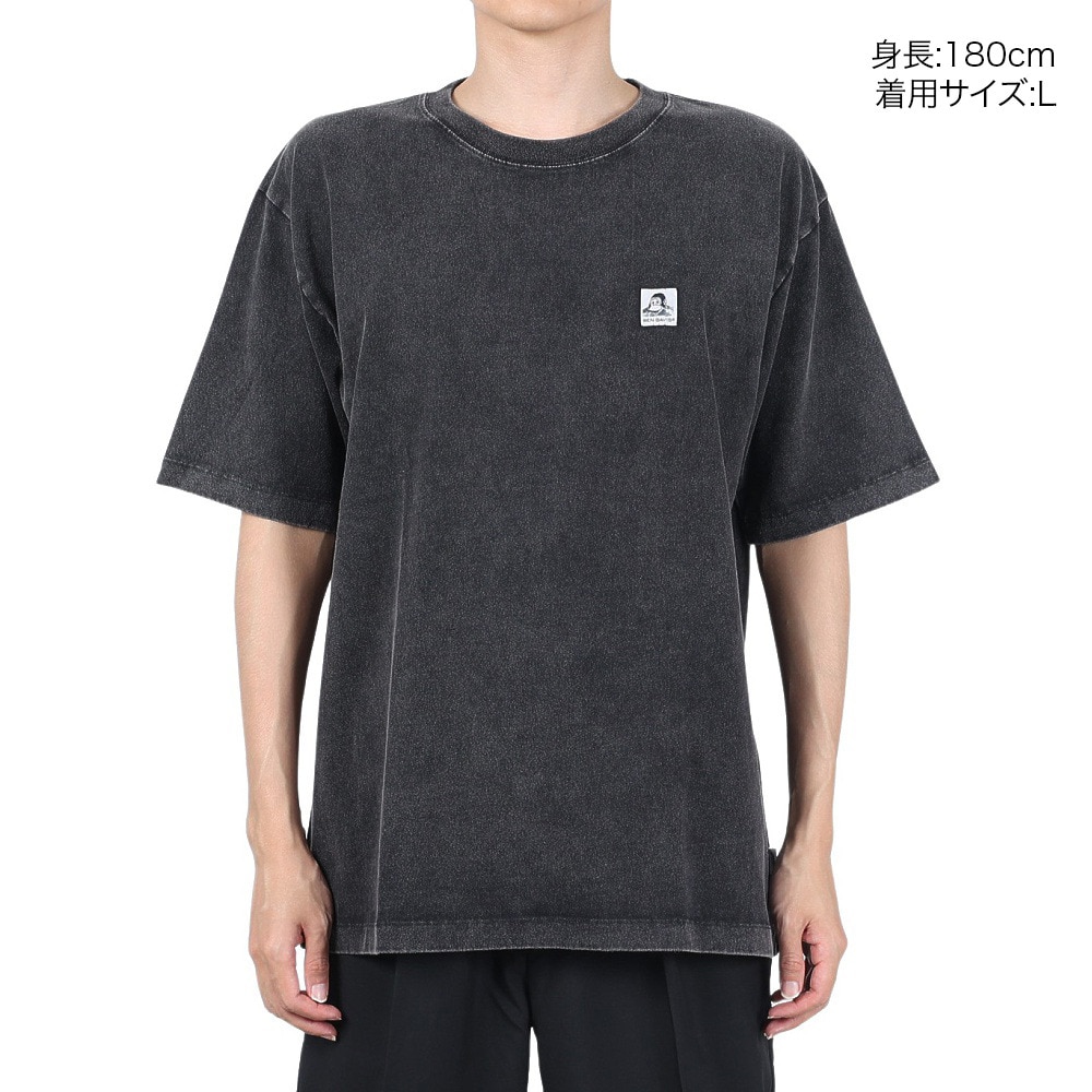 ベンデイビス（BEN DAVIS）（メンズ）Tシャツ 半袖 ブリーチ加工 ピスネームビッグ半袖Tシャツ 24580003-BLK