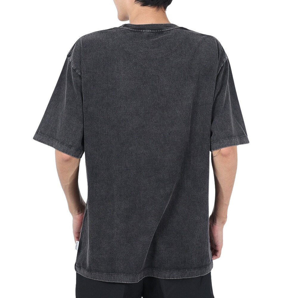 ベンデイビス（BEN DAVIS）（メンズ）Tシャツ 半袖 ブリーチ加工 ピスネームビッグ半袖Tシャツ 24580003-BLK