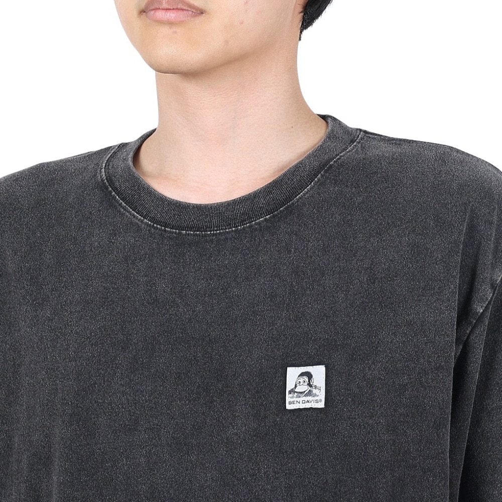 ベンデイビス（BEN DAVIS）（メンズ）Tシャツ 半袖 ブリーチ加工 ピスネームビッグ半袖Tシャツ 24580003-BLK
