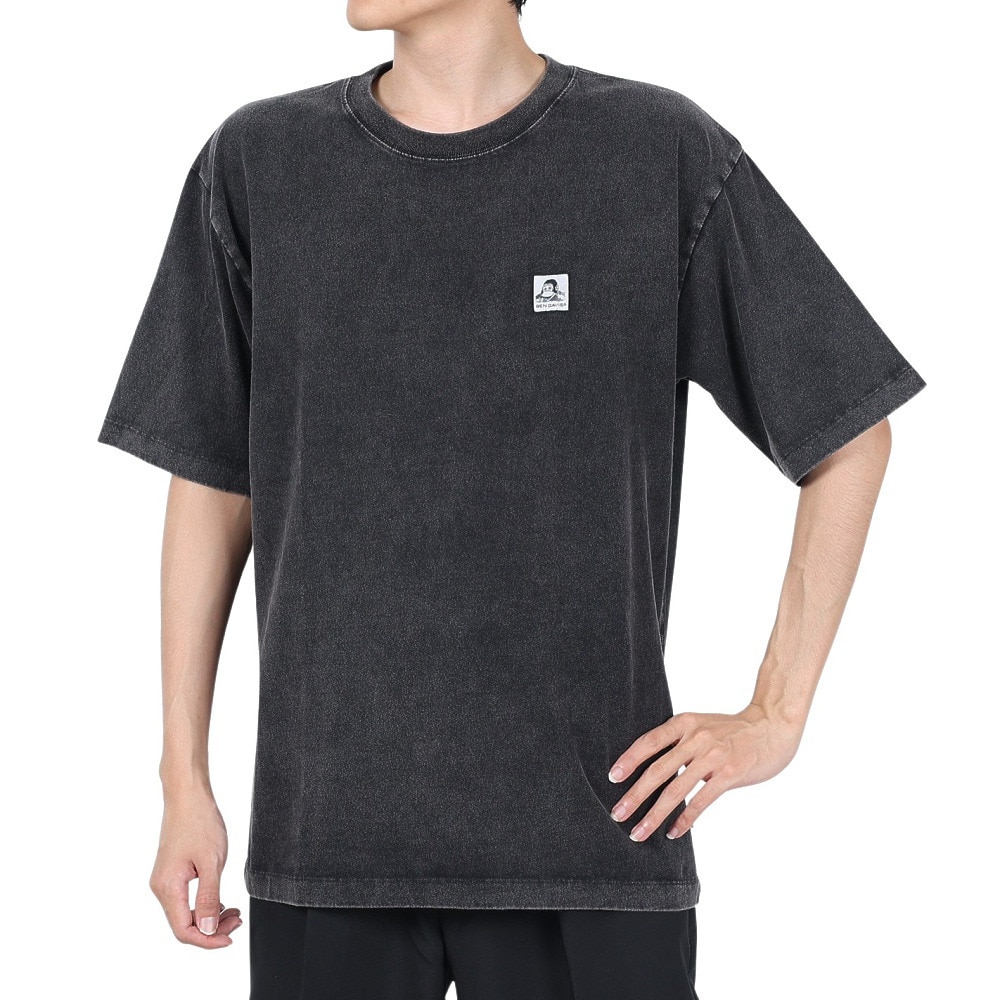 ベンデイビス（BEN DAVIS）（メンズ）Tシャツ 半袖 ブリーチ加工 ピスネームビッグ半袖Tシャツ 24580003-BLK