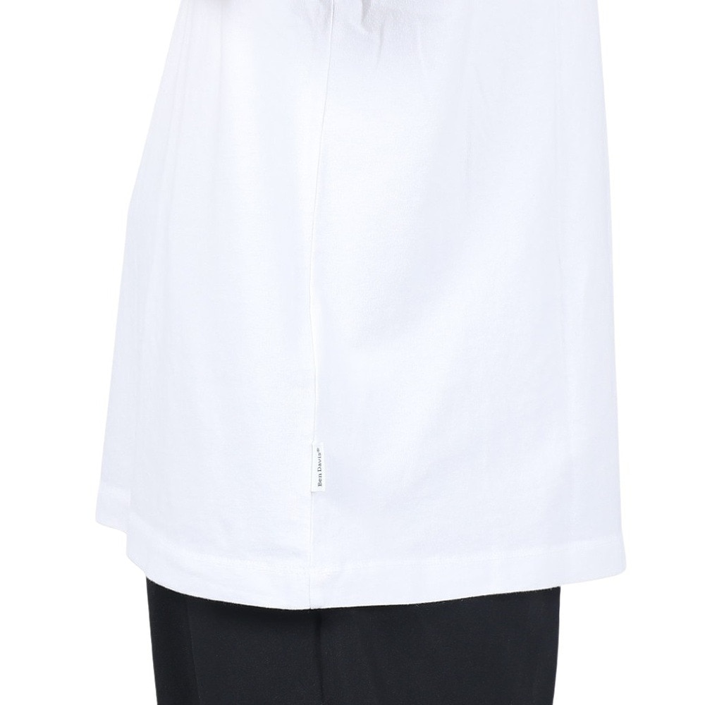 ベンデイビス（BEN DAVIS）（メンズ）Tシャツ 半袖 ブリーチ加工 ピスネーム ビッグ半袖Tシャツ ワンポイント シンプル 白 ホワイト綿100% 24580003-WHT