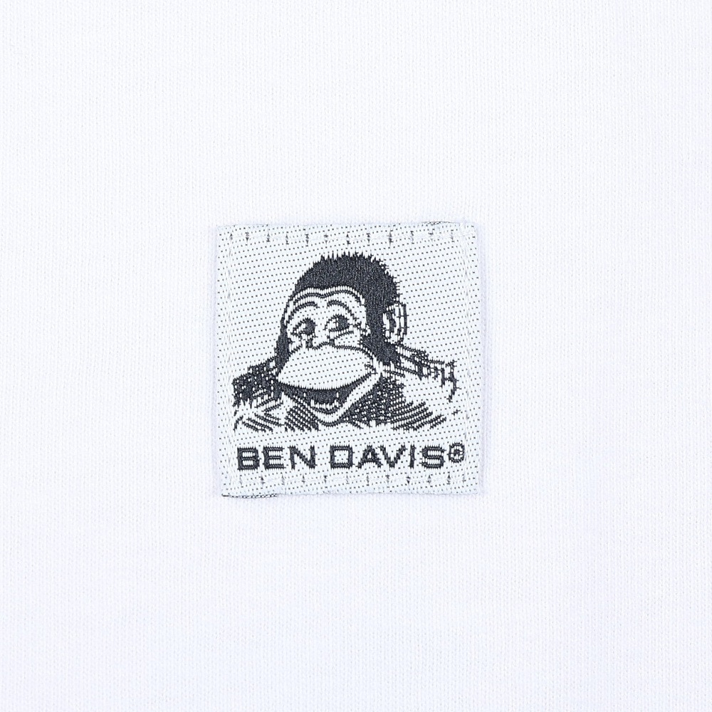 ベンデイビス（BEN DAVIS）（メンズ）Tシャツ 半袖 ブリーチ加工 ピスネーム ビッグ半袖Tシャツ ワンポイント シンプル 白 ホワイト綿100% 24580003-WHT