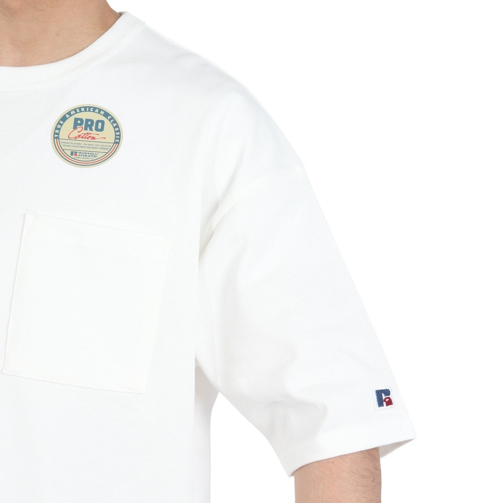 ラッセル（RUSSELL）（メンズ）PRO Cotton 半袖ポケット付Tシャツ RBM24S0004 WHT