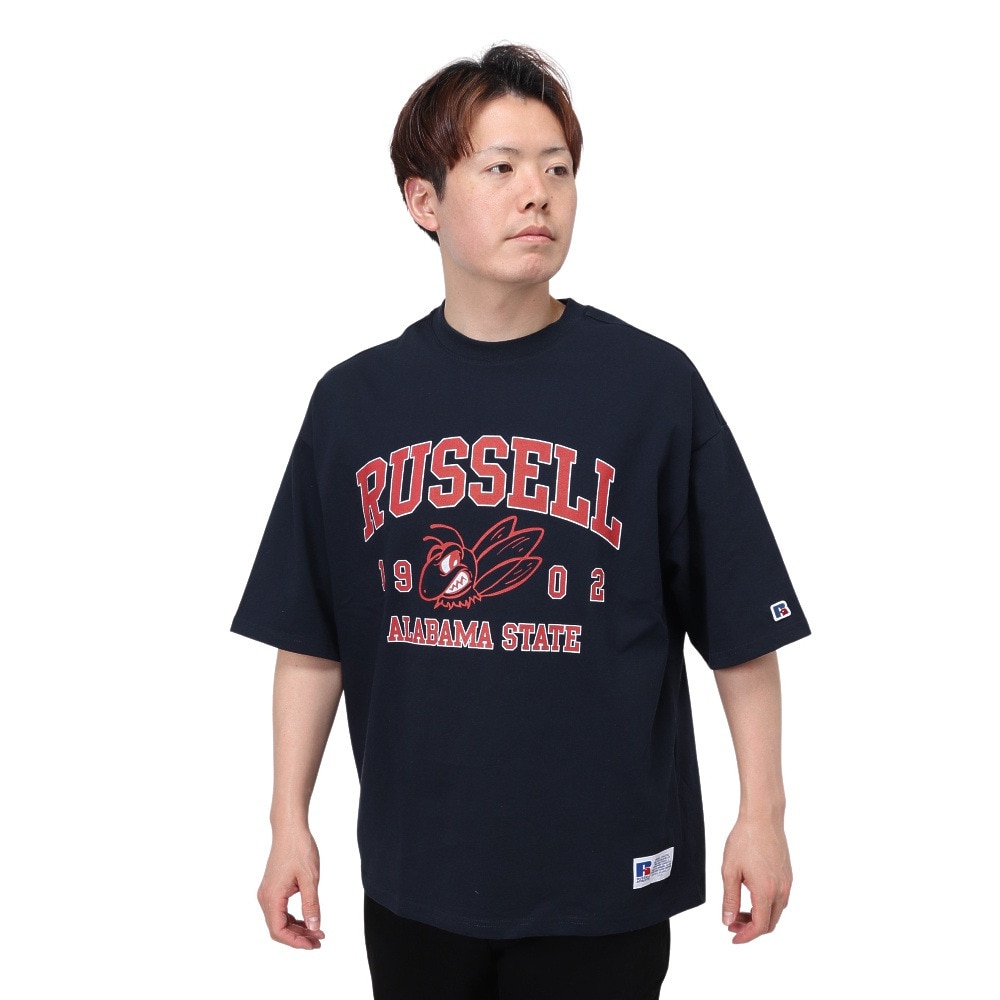 ラッセル（RUSSELL）（メンズ）16/-OEカレッジ 半袖Tシャツ RBM24S0006 NVY
