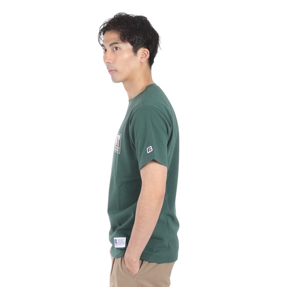 ラッセル（RUSSELL）（メンズ）16/-OE ワンポイント ロゴ 半袖Tシャツ RBM24S0013 DGRN
