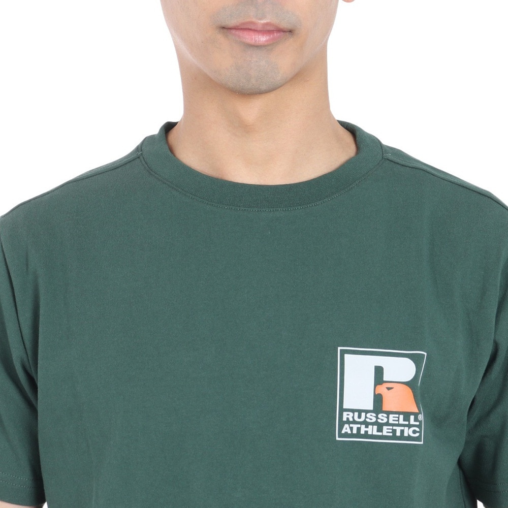 ラッセル（RUSSELL）（メンズ）16/-OE ワンポイント ロゴ 半袖Tシャツ RBM24S0013 DGRN