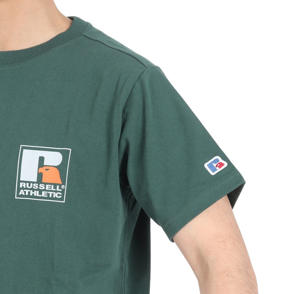 ラッセル（RUSSELL）（メンズ）16/-OE ワンポイント ロゴ 半袖Tシャツ RBM24S0013 DGRN