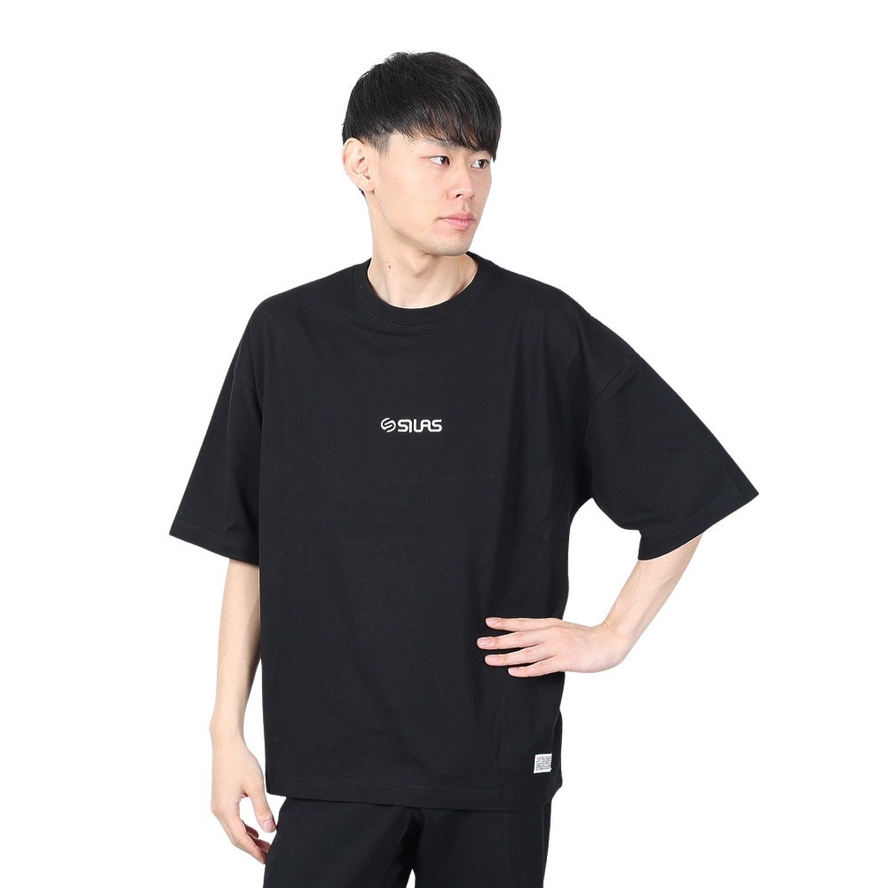 サイラス（SILAS）（メンズ）ベーシックロゴ ワイド 半袖Tシャツ 110242011014-BLACK