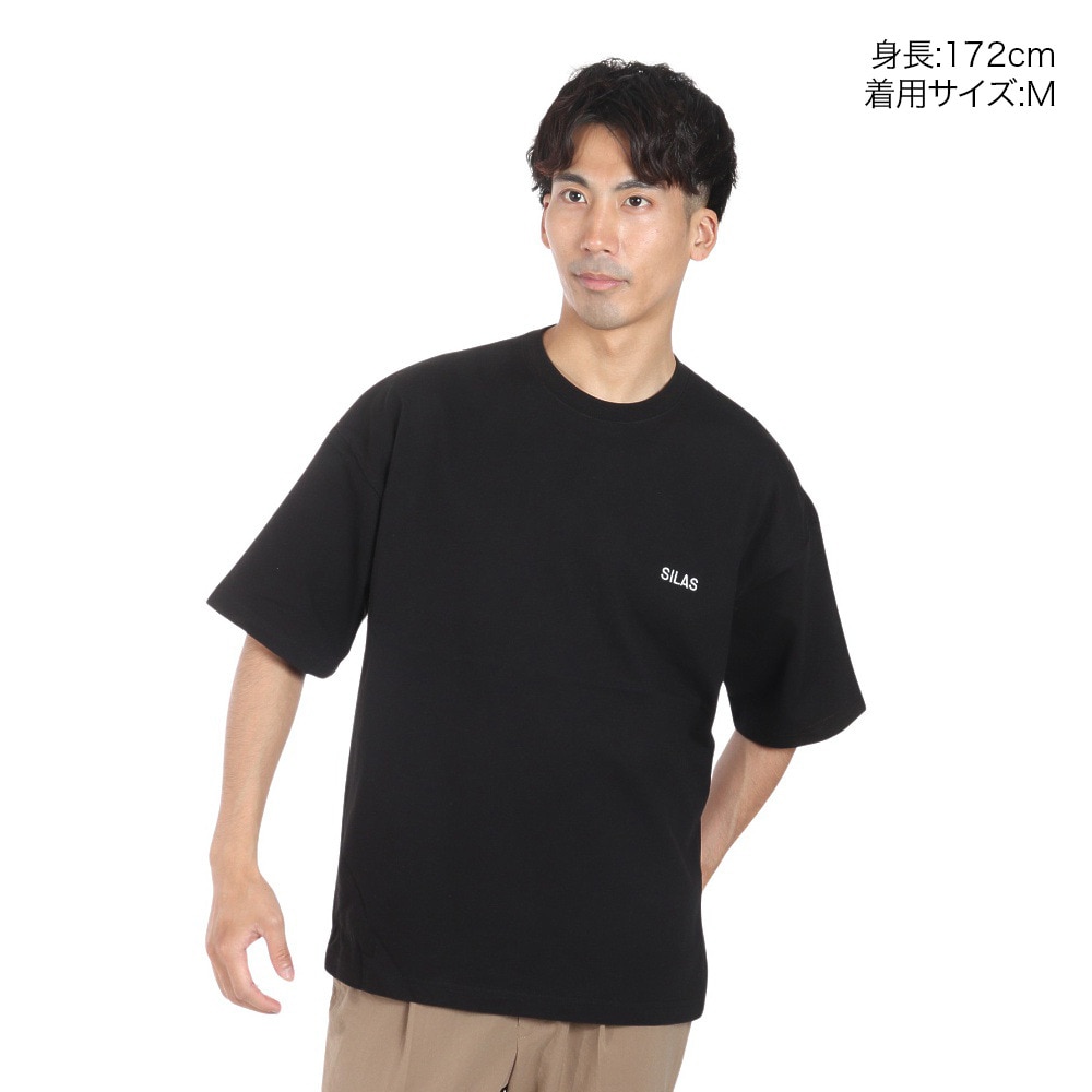 サイラス（SILAS）（メンズ）CIRCLE ロゴ ワイド ショートスリーブ Tシャツ 110242011015-BLACK
