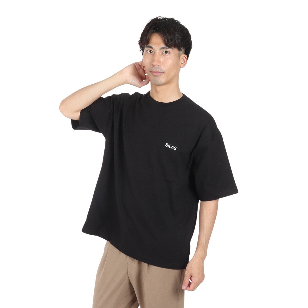サイラス（SILAS）（メンズ）CIRCLE ロゴ ワイド ショートスリーブ Tシャツ 110242011015-BLACK