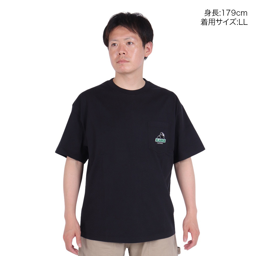 エクストララージ（XLARGE）（メンズ）SLANTED OG ショートスリーブ ポケット Tシャツ 101242011004-BLACK