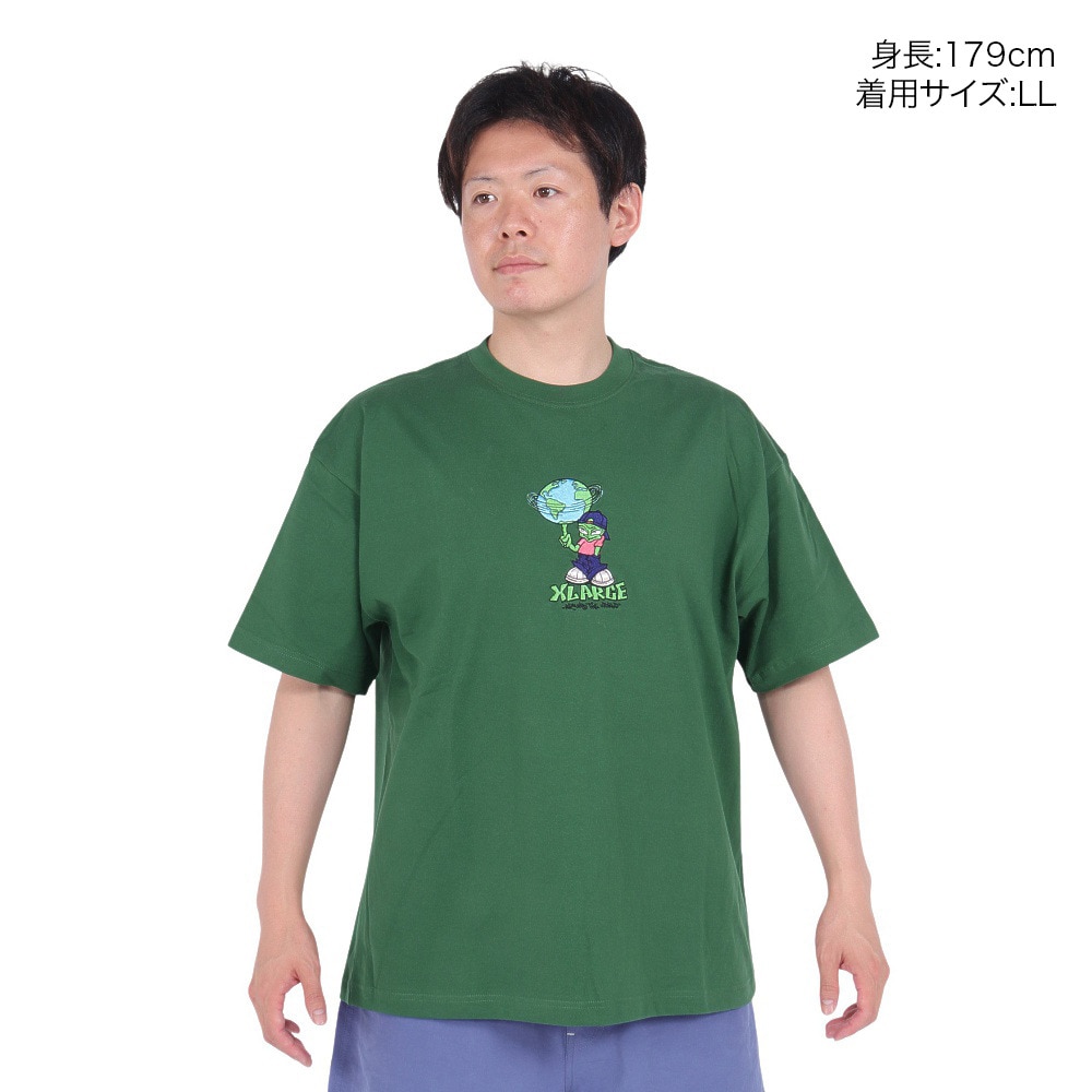 エクストララージ（XLARGE）（メンズ）AROUND THE WORLD ロゴ ショートスリーブ Tシャツ 101242011018-GREEN