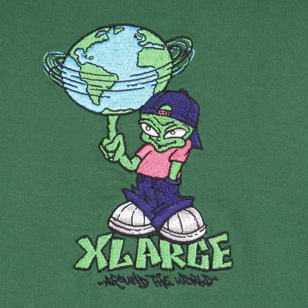 エクストララージ（XLARGE）（メンズ）AROUND THE WORLD ロゴ ショートスリーブ Tシャツ 101242011018-GREEN