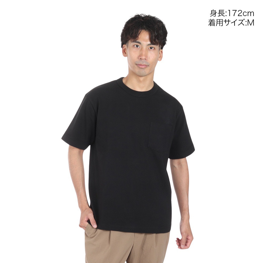ヘルスニット（Healthknit）（メンズ）マックスウェイト クルーネック 半袖 ポケットTシャツ 51021 BLK