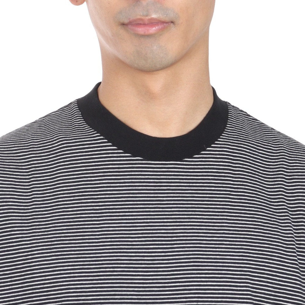 ヘルスニット（Healthknit）（メンズ）ナローボーダー ワイド クルーネック 半袖Tシャツ 51033 BLK/NAT