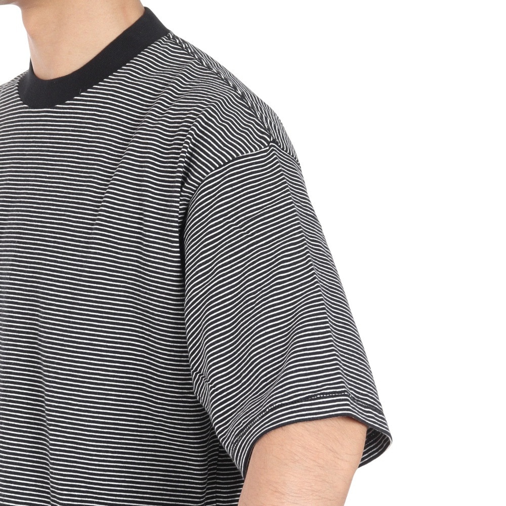 ヘルスニット（Healthknit）（メンズ）ナローボーダー ワイド クルーネック 半袖Tシャツ 51033 BLK/NAT